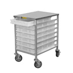 Thumbnail image #1 for Arcobaleno Pasta Equipment APC-7 Pasta Equipment Cart, 32"H, Stainless Steel, 1 Solid and 6 Perforated Removable Trays, Locking Casters