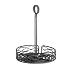 Thumbnail image #1 for TableCraft Products Artisan BK1780 Wire Condiment Caddy with Merchandising Ring, Black Powder-Coated Metal, 8" Dia. x 10"H Case of 2