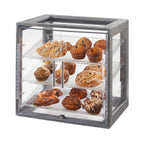 Thumbnail image #1 for Cal-Mil Ashwood 3838-83 3-Tier Acrylic & Wood Pastry Display Case, Dual-Sided, Double Doors, 19-7/8"W, Ash Gray
