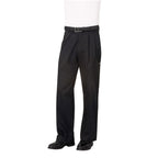 Thumbnail image #1 for Chef Works CEBP-000-44 Classic Fit Black 65/35 Poly/Cotton Chef Pants, Pleated Front, Size 44