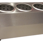 Thumbnail image #1 for Steril-Sil Company CC-LTC-3BR 3-Hole Insulated Ice-Cooled Countertop Bottle Rail, Stainless Steel