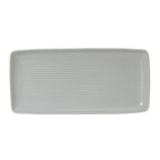 Thumbnail image #1 for Tuxton China Zion VGZ-140Y Rectangular Porcelain Tray, 14 x 6-5/8 x 1-1/8 in, Matte Gray, Embossed 1 Dozen