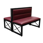 Thumbnail image #1 for ATSMFG ATS AT&S-AMD-36-YL-RED MFG Double Dining Booth, 47.5"L x 35.8"H, Red Vinyl Upholstered Seat & Back, Open Base, Black Powder-Coated Metal Frame