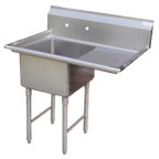 Thumbnail image #1 for GSW USA SE18181R24 1-Compartment Stainless Steel Sink, 45-1/8"W x 24"D x 45"H, 18" x 18" x 12"D Bowl, Right Drainboard