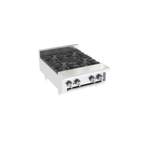 Thumbnail image #1 for Venancio USA Elite Series R24CT-24B 24-Inch Gas Countertop Hotplate, 4 Cast Iron Burners, Stainless Steel Front & Sides, Adjustable Legs