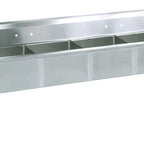 Thumbnail image #4 for BK Resources BKS-4-1620-14-18T Four-Compartment Sink with Left & Right Drainboards, 100"W, 14" Deep Bowls, 18-Gauge 304 Stainless Steel