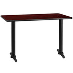Thumbnail image #1 for Flash Furniture XU-MAHTB-3048-T0522-GG Rectangular Dining Table, 48"W x 30"D, Mahogany Laminate, Black T-Base
