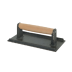 Thumbnail image #1 for Thunder Group SLKSW108 Cast Iron Steak Weight with Wood Handle, Ribbed Bottom, 4-1/8" x 8-1/4" Case of 12