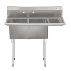 Thumbnail image #5 for Koolmore SB141611-12R3 43-Inch 2-Compartment Stainless Steel Commercial Sink with Right-Hand Drainboard and Backsplash