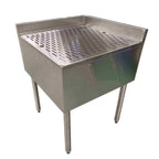 Thumbnail image #1 for NBR Equipment NDB-2424C Freestanding Underbar Corner Drainboard, 24"W x 24"D x 32-1/2"H, Removable Perforated Insert, 3"H Backsplash