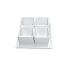 Thumbnail image #1 for CAC China Gourmet Collection DT-SQ4 Porcelain Square Tray with Four 2 oz Bowls, 5 x 5 in Case of 10