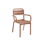 Thumbnail image #1 for Grosfillex Cannes UT511814 Resin Stacking Armchair with Slotted Back, Terra Cotta Case of 4