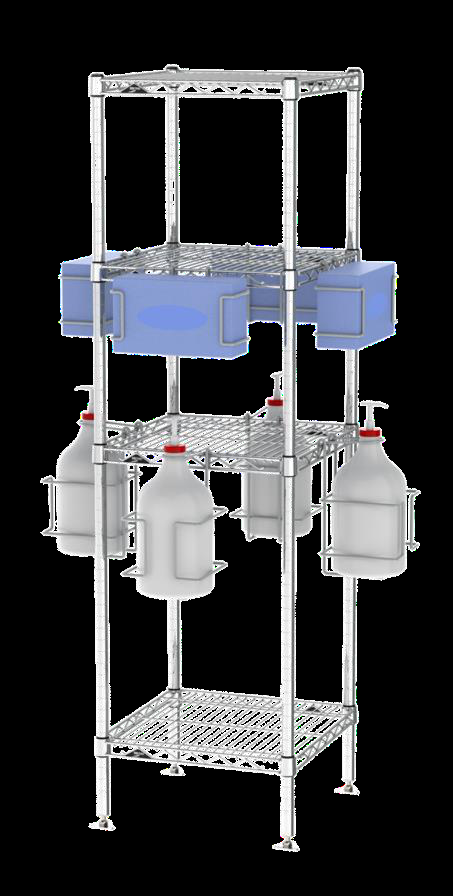 Product image #2 for Metro Chain Reaction Freestanding PPE Tree Sanitizer Station with Shelves, Glove Box Holders, and Sanitizer Holders