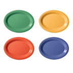 Thumbnail image #1 for G.E.T. Diamond Mardi Gras OP-120-MIX 12-Inch Oval Melamine Platter, Assorted Colors 1 Dozen