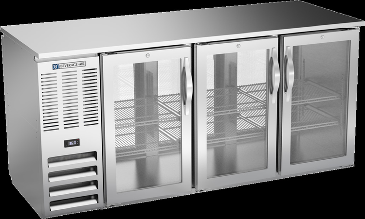 Product image #2 for 72-Inch Three-Section Food-Rated Pass-Thru Back Bar Refrigerator with Sliding Glass Doors