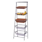 Thumbnail image #1 for G.E.T. Urban Renewal IR-906 5-Tier Rectangular Tilted Gray Powder-Covered Iron Buffet Stand, 23-1/2"W x 14"D x 64"H