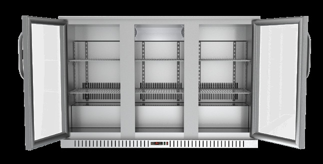 Product image #7 for KoolMore Three-Section Back Bar Refrigerator with 3 Glass Swing Doors, 11.3 Cu. Ft., Stainless Steel