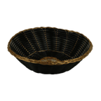 Thumbnail image #1 for Thunder Group PLBB825G Round Woven Plastic Fast Food Basket, 8 x 8 x 2-1/4 Inch, Black with Gold Trim Case of 144