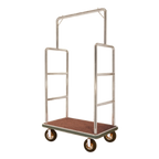 Thumbnail image #1 for AARCO Products LC-1C-4P Bellman Luggage Cart with Hang Bar, Chrome Frame, Red Carpet Deck, 8" Pneumatic Wheels