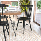 Thumbnail image #2 for Flash Furniture ZH-8101WR-BK-2-GG Black Solid Wood Stackable Dining Chair with Spindle Back and High-Gloss Finish