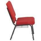 Thumbnail image #2 for Flash Furniture Hercules FD-CH02185-SV-RED-BAS-GG Stacking Church Chair, Red Fabric Upholstery, Book Pouch and Book Rack