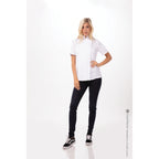Thumbnail image #1 for Chef Works Springfield BCWSZ006-WHT-3XL Women's Short-Sleeve Chef Coat, White Poly/Cotton, 3XL