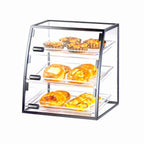 Thumbnail image #1 for Cal-Mil Iron Collection 1708-1318 3-Tier Self-Service Pastry Display Case, Acrylic & Metal, 3 Hinged Front Doors, 18"W x 16"D x 21"H