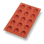 Thumbnail image #1 for Matfer Bourgeat Gastroflex 257912 15-Cavity Mini Madeleine Mold, Red Silicone, 11-3/16 x 6-7/8 Inch