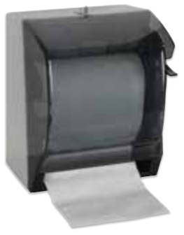Product image #2 for Winco TD-500 Round Wall-Mounted Manual Roll Paper Towel Dispenser with Lever Handle, Black Plastic