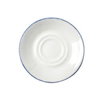 Thumbnail image #1 for Tableware Solutions USA Dapple Blue by Continental 51RUS007-141 Double-Well Saucer, 5-3/4" Round, White with Blue Rim Case of 24