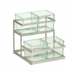 Thumbnail image #2 for Cal-Mil 3604-39 Coffee/Tea/Condiment Tray with 4 Glass Jars, Silver, 11"W x 10.5"D x 11.5"H