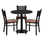 Thumbnail image #1 for Flash Furniture MD-0007-GG 30" Round Table and 3-Chair Set, Black Table, Cherry-Finish Seats