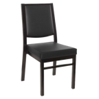Thumbnail image #1 for JustChair Manufacturing Banquet Collection M81518Q Stacking Side Chair, Upholstered Square Back, 3" Padded Box Seat, Black Vinyl