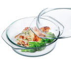 Thumbnail image #1 for Kadra Kitchenware Simax SX-6256/6266 Round Glass Casserole Dish with Lid, 1 qt., 8.9" Case of 12