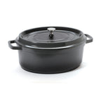 Thumbnail image #1 for G.E.T. Heiss CA-007-GR/BK/CC Induction Dutch Oven, 6-1/2 qt, Oval Cast Aluminum, with Lid