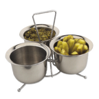 Thumbnail image #1 for Alegacy Foodservice Products 1140 Coffee Condiment Organizer, 3 Compartments, Chrome-Plated Wire with Stainless Steel Bowls