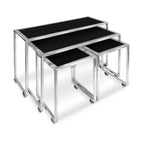 Thumbnail image #1 for Eastern Tabletop NT7622GB 4-Piece Nesting Tables, Rectangular Reversible Grey/Black Laminate Tops, Stainless Steel Bases with Casters