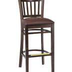 Thumbnail image #2 for G & A Commercial Seating Vertical 9625 Armless Beechwood Slat-Back Bar Stool with Upholstered Seat and Footrest