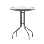 Thumbnail image #1 for Flash Furniture TLH-070-1-SV-GG Round Patio Table, 23-3/4" Diameter x 28"H, 5mm Tempered Glass Top, Silver Metal Base