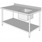 Thumbnail image #1 for GSW USA WT-PS3072R Stainless Steel Work Table with Single Prep Sink, 72"W x 30"D, 16-Gauge Top, 4" Backsplash and Undershelf