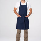 Thumbnail image #1 for Chef Works ABS04-DNA-0 Bib Canvas Apron, Dark Navy, 80/20 Recycled Polyester/Cotton, Two Hip Pockets