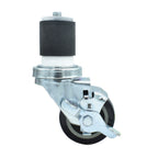Thumbnail image #1 for BK Resources 3SBR-4RA-PLY-TLB 3-Inch Polyurethane Swivel Stem Caster with Top-Lock Brake, 300 lb Capacity, 2-Inch Expanding Stem