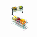 Thumbnail image #1 for Cal-Mil 1806-5-39 3-Section Silver Wire Jar Caddy with 3 Glass Jars, 13-1/2"W x 5-1/2"D x 7"H
