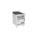 Thumbnail image #1 for Venancio USA Elite Series R24CO-24B 24 in Gas Restaurant Range, 4 Open Burners, Convection Oven, Stainless Steel Front & Sides