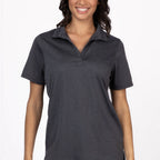 Thumbnail image #1 for Chef Works Z650W-IGY-S Women's Gray Short-Sleeve Collared Polo Shirt, 100% Spun Polyester, Small