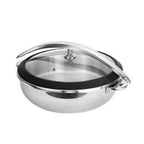 Thumbnail image #1 for Eastern Tabletop Orbit 5996RB 6 Qt Round Stainless Steel Induction-Ready Chafing Pot with Lift-Off Domed Glass Lid