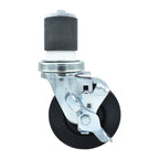 Thumbnail image #1 for BK Resources 4SBR-4RA-HR-TLB 4" Hard Rubber Swivel Stem Caster with Top-Lock Brake, 2" Expanding Stem, 300 lb Capacity
