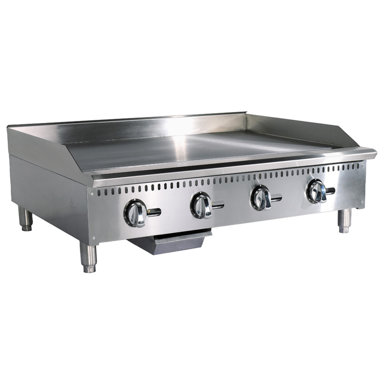 Product image #2 for Black Diamond 48-Inch Heavy Duty Countertop Thermostatic Gas Griddle, 4 Burners