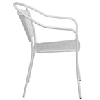 Thumbnail image #2 for Flash Furniture CO-3-WH-GG Outdoor White Steel Armchair, Curved Cutout Back and Rain Flower Seat and Back Design
