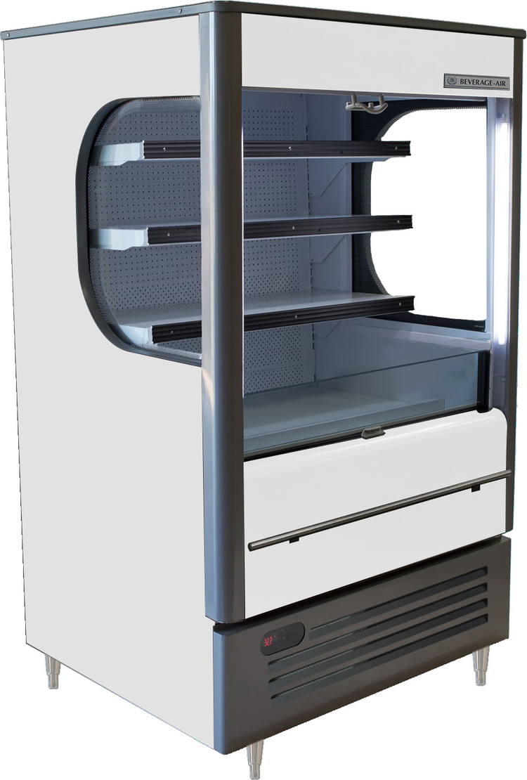 Product image #5 for Beverage-Air Vuemax Open-Air Vertical Merchandiser Cooler, 8 Cu. Ft., White, 3-Shelf